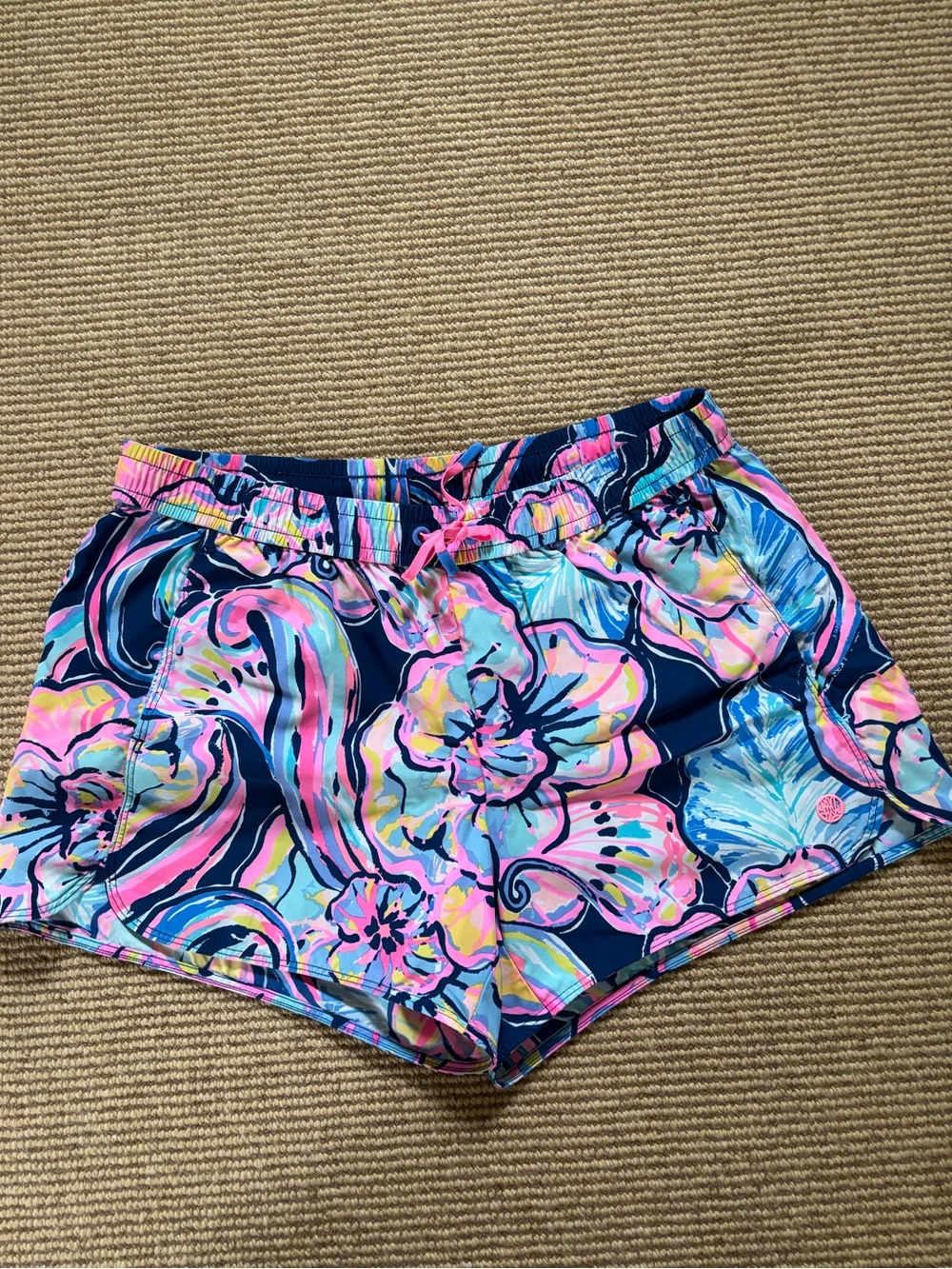 Lilly Pulitzer Navy Pink Multicolor Floral Athletic Shorts